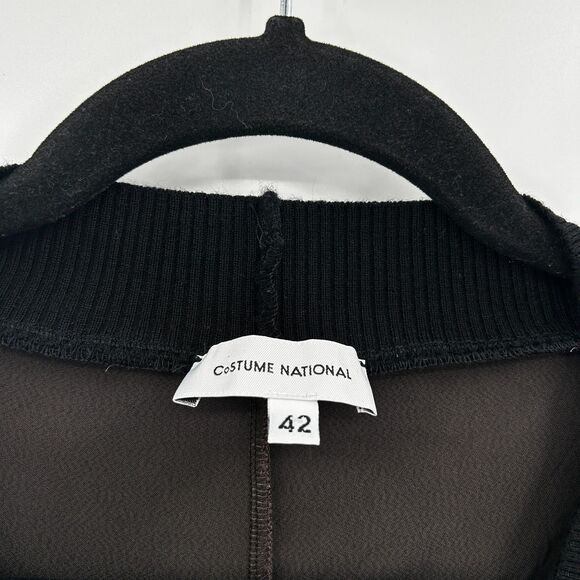 COSTUME NATIONAL Brown Black Silky V-Neck Long Sleeve Mini Dress Size Medium - Picture 7 of 7